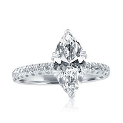 IGI 1.67CT F-VVS2 Marquise Lab Grown Diamond Ring 14k White Gold (2.27 TCW)