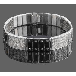 4.25Ct Men's 4 ID Screw Link Diamond Bracelet 14k Gold 50.8 g 8''