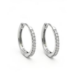 0.15 Ct Diamond Huggie Hoop Earrings 14K White Gold
