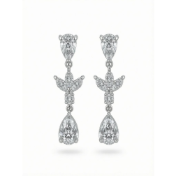 2 CT Pear Lab Grown Diamond Dangle Earrings 14k White Gold