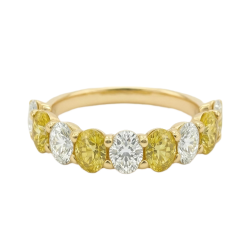 2.60 Ct Oval Alternating White Yellow Lab Grown Diamond Wedding Band 14k Gold