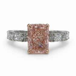 2Ct Vivid Pink Radiant Lab Grown Diamond Engagement Ring 14K White Gold