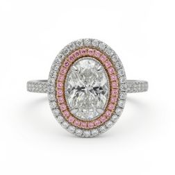 2.94 Ctw IGI Oval Lab Grown Diamond Halo Engagement Ring 14k White Gold