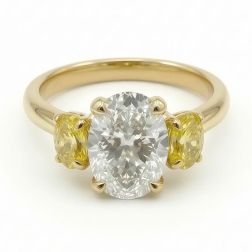 3 Stone 2.70 Ctw IGI Oval Lab Grown Diamond Engagement Ring 14K Yellow Gold