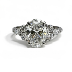 2.01 Ct IGI Oval Lab Grown Diamond Engagement Ring 14K White Gold 2.51Ctw