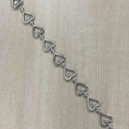 1.60 Ct Diamond Heart Link Women's Bracelet 14k White Gold