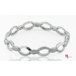 Marquise Link Bracelet Diamond 1.72 Carat Round 14k White Gold 