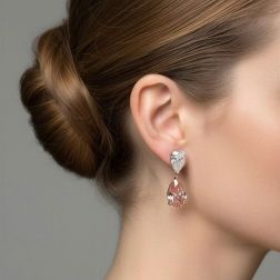 3.00Ct IGI Certified Pink Pear Lab Grown Diamond Earrings 14k Gold