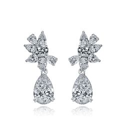 2.30 TCW Lab Grown Diamond Bridal Dangle Earrings 14k White Gold