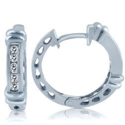 0.20 Carat Diamond Huggie Hoop Earrings 14k White Gold