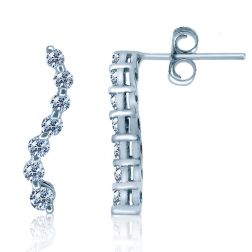 0.50 Carat Women's Diamond Journey Style Post Earrings 14k Gold