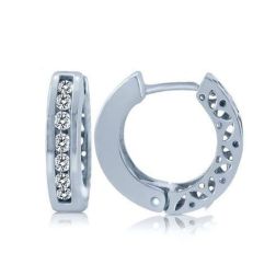 0.40 Carat Women's Round Diamond Huggie Hoop Earrings 14k Gold