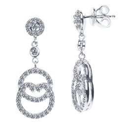 0.69 Ct Diamond Vintage Design Dangle Earrings 14k White Gold
