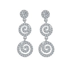 0.60 Ct Swirl Diamond Dangle Earrings 14k White Gold