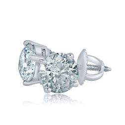 2.26 CT Round Cut Diamond Stud 4 Prong Set Solitaire Earrings 14k White Gold