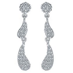 1.07 Ct Diamond Three Tier Dangle Earrings 14k White Gold