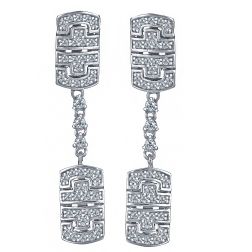 0.82 Ct Diamond Dangle Earrings 14k White Gold 
