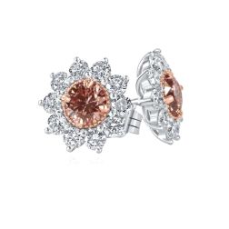 1.00 CT Round Lab Grown Pink Diamond Stud Earrings 14k Gold