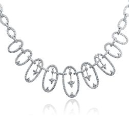 2.70 Ct Oval Link Bridal Droplet Diamond Necklace 14k White Gold 