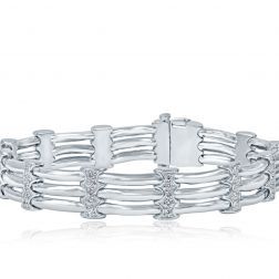 1.40 Ct Diamond Men's Bar Link Bracelet Handmade 14k White Gold