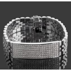 Men's 4.70 Carat Diamond ID Flexible Bracelet 14k White Gold 62.6 g 