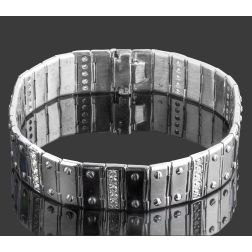 2.15 Ct Men's Screw Link Diamond Bracelet 14k Solid White Gold  