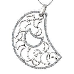 0.65 Carat Fabulous 14k White Gold Diamond Moon Pendant 