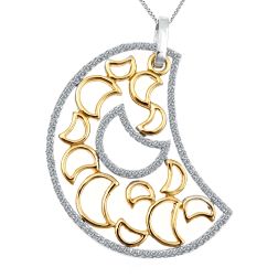 0.65 Carat 14k Yellow & White Gold Diamond Moon Pendant 