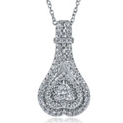 0.63 TCW Heart Diamond Teardrop Pendant Necklace 14k White Gold