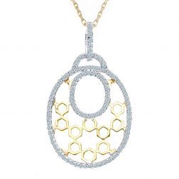0.80Ct Honeycomb Style Round Diamond Chain 16'' 14k Two-Tone Gold