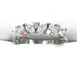 1.89 Ct Alternating Marquise Pink Round Lab Grown Diamond Wedding Ring 14K White Gold