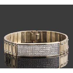 3 Ct Men's ID Screw Link Diamond Bracelet 14k Solid Yellow Gold 