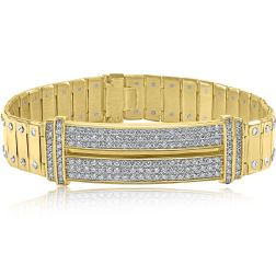 2.90 TCW Men's ID Screw Link Diamond Bracelet 14k Yellow Gold 54.2 g 8'' 