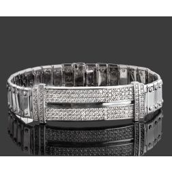 2.90 Ct Men's Diamond ID Bracelet w/ Screws 14k Solid White Gold  