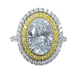 IGI 2.09 CT Oval D-VVS2 Lab Grown Diamond Halo Ring 14k White Gold 2.97Ctw