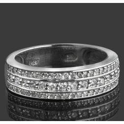 3-Row Round Diamond Wedding Band 14k White Gold (0.40 ctw)