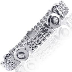 Men's 1 Carat Round Diamond Fancy Bracelet 14k Solid White Gold