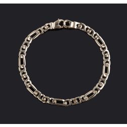 Men's Figaro Link Chain Bracelet  14k Yellow Solid Gold 9.6 gr  