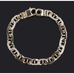 0.69 Ct Men's Mariner Anchor Link Diamond Bracelet 14k Yellow Gold