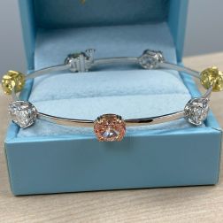 10.66 Ct Multi Color Oval Cut Lab Grown Diamond Bracelet 14K White Gold