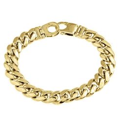 Men's Miami Cuban Link Curb Bracelet 14k Solid Yellow Gold 78 Gr