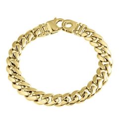 Men's Miami Cuban Link Curb Bracelet 14k Solid Yellow Gold 58 Gr 