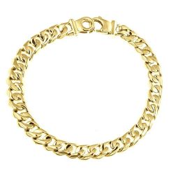 Men's Curb Beveled Cuban Link Bracelet 14k Yellow Gold 25 Gr 