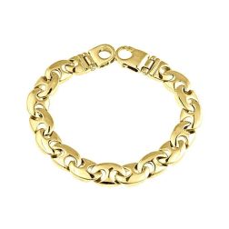 Men's Mariner Link Curb Bracelet 14k Solid Yellow Gold Handmade 63 g  11 mm