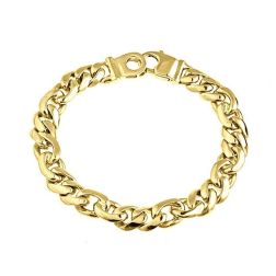 Men's Cuban Figaro Curb Link Bracelet 14k Solid Yellow Gold 54gr 