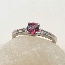 0.63 Carat Solitaire Cushion Cut Pink Diamond Engagement Ring 14k White Gold