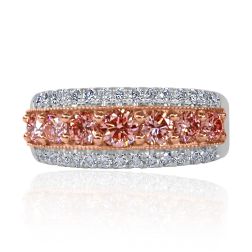 2.75CT Pink Lab Grown Round Diamond Wedding Band 14k Gold 