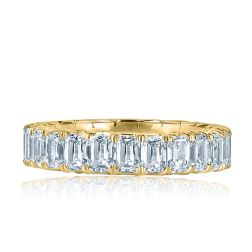 Emerald Cut Lab Grown Diamond Eternity Band 14k Yellow Gold (3.50-4.70 ctw)