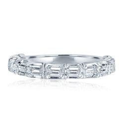 2Ct East West Emerald Cut Lab Grown Diamond Wedding Band 14K White Gold
