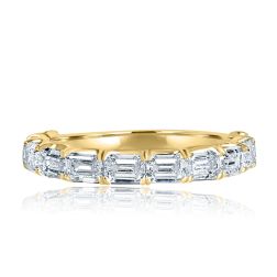 2Ct East West Emerald Cut Lab Grown Diamond Wedding Band 14K Yellow Gold